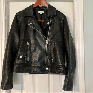 TopShop Faux Leather Biker Jacket Black Size 10